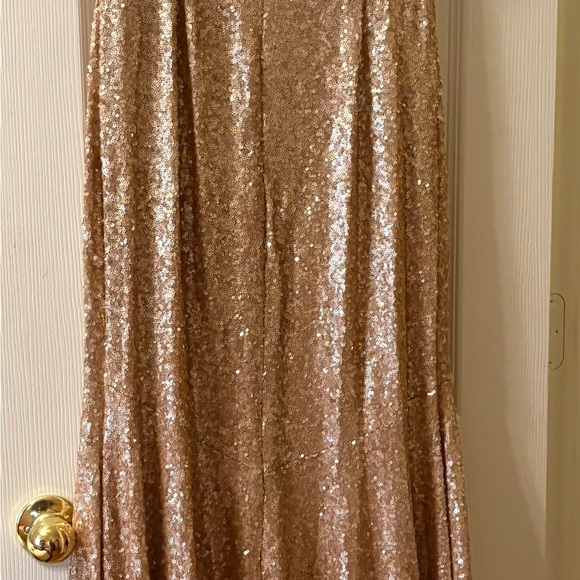 Anthropologie Rose Gold Sequin Gown - Picture 2 of 3